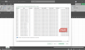 A preview of csv files to be imported into Power Query in Excel.