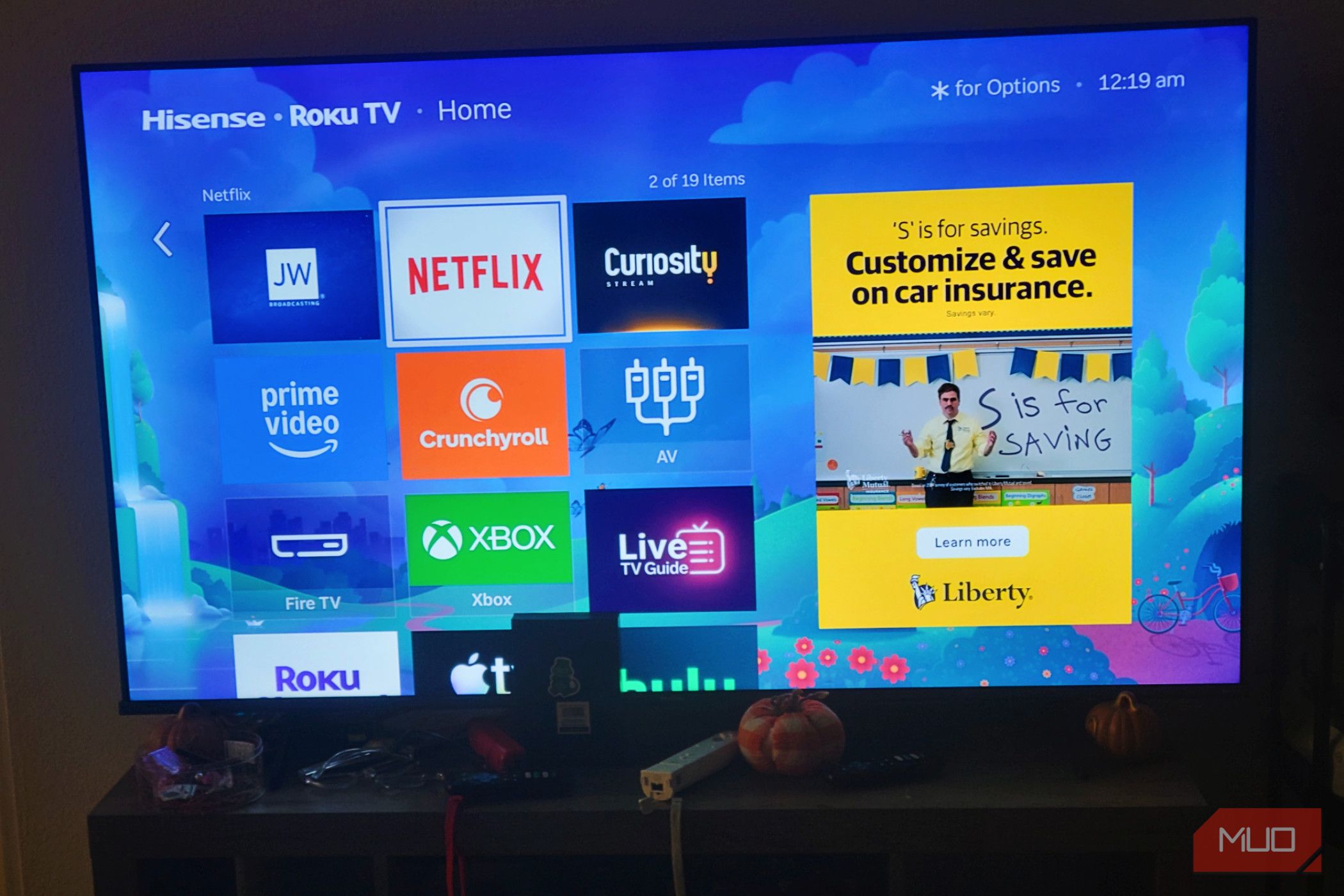 A Roku menu with an Ad