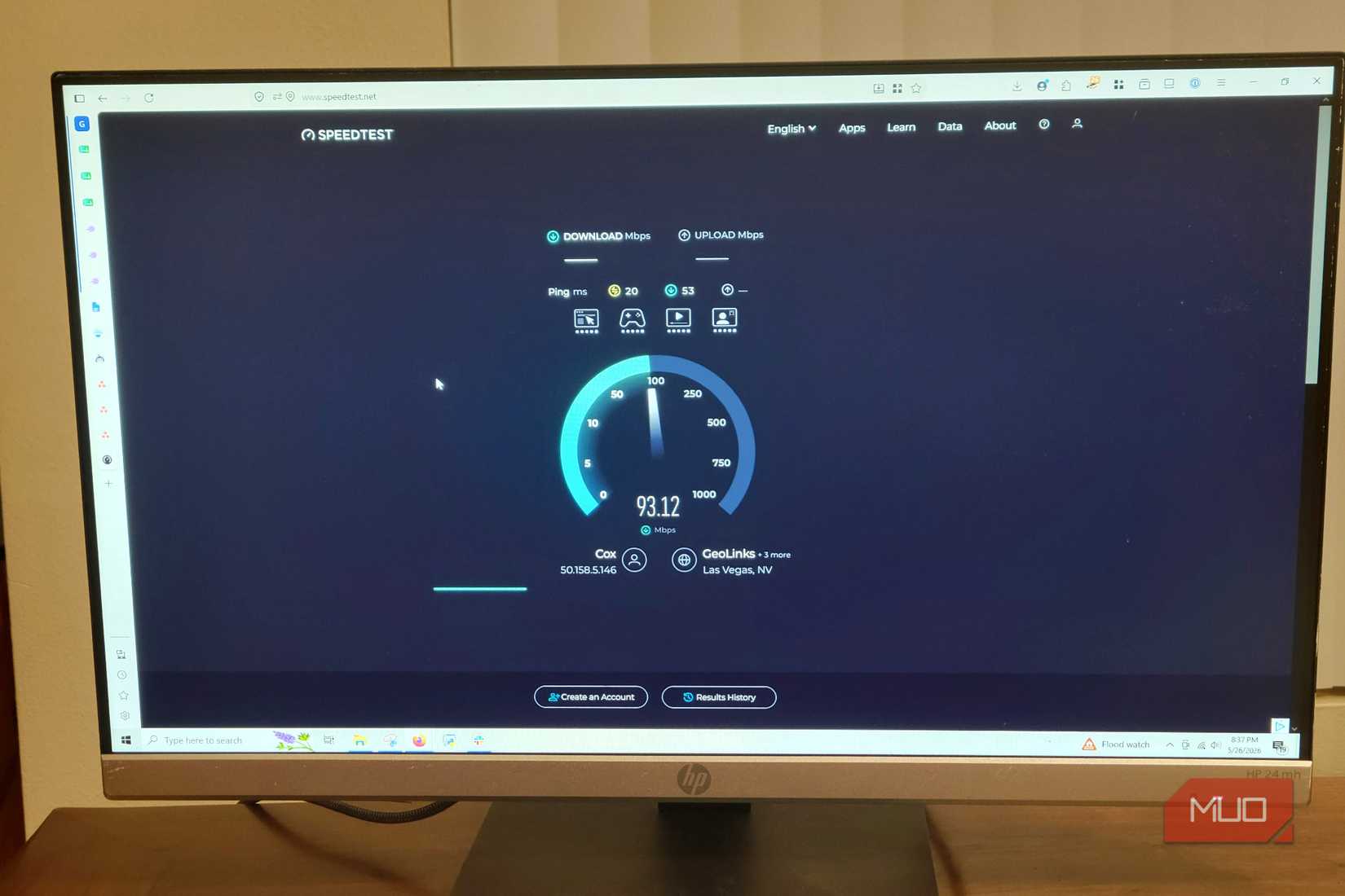 A speed test on a monitor-