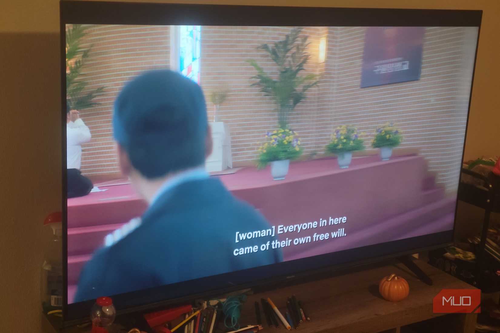 A TV show playing on a Roku