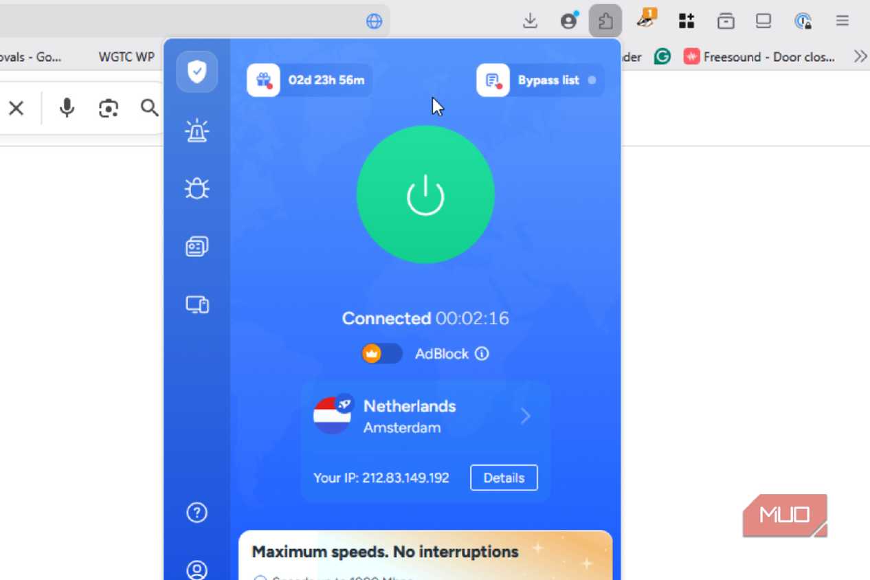 A VPN being on in Firefox