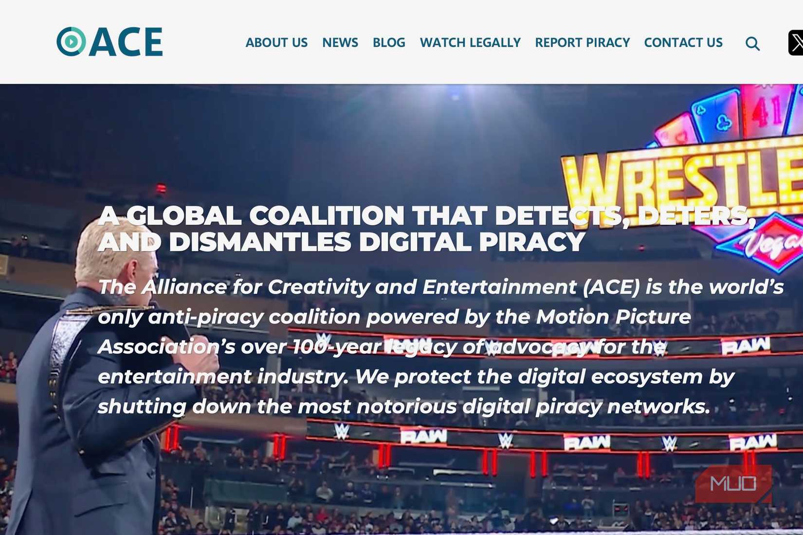 Screenshot of Alliance for Creativity and Entertainment website.