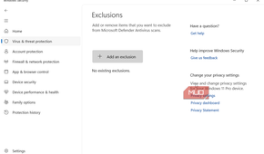 Add an exclusion option of Windows Security