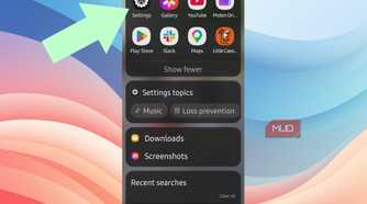 An arrow pointing to the Settings app in Android
