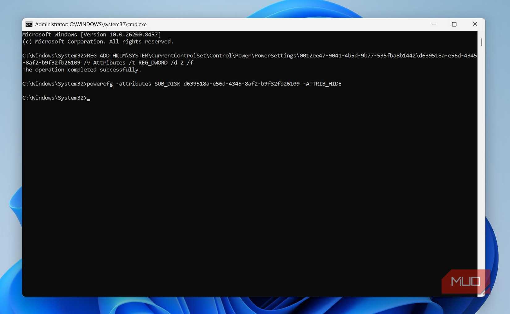 An elevated instance of Command Prompt