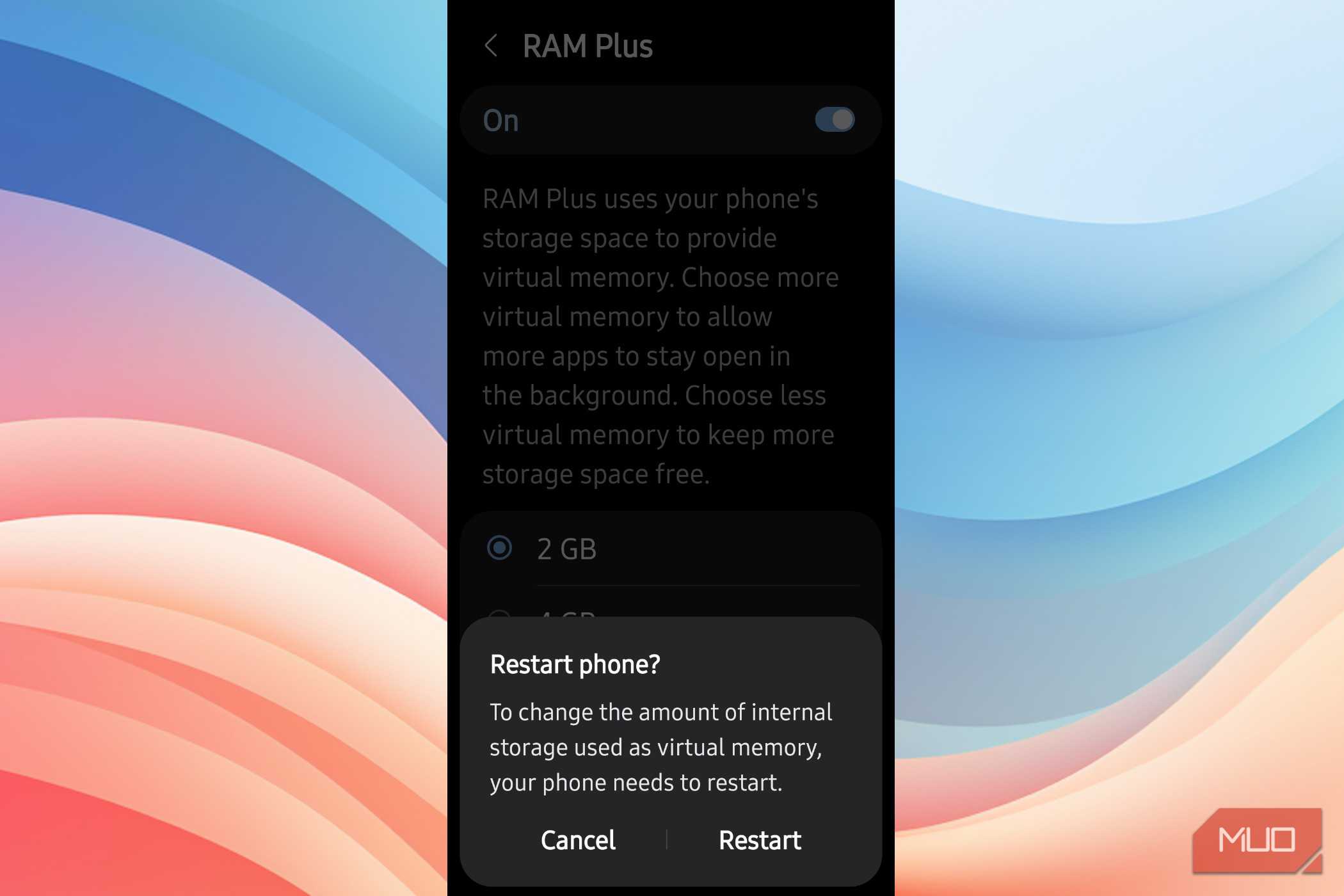 Android asking to restart in RAM Plus