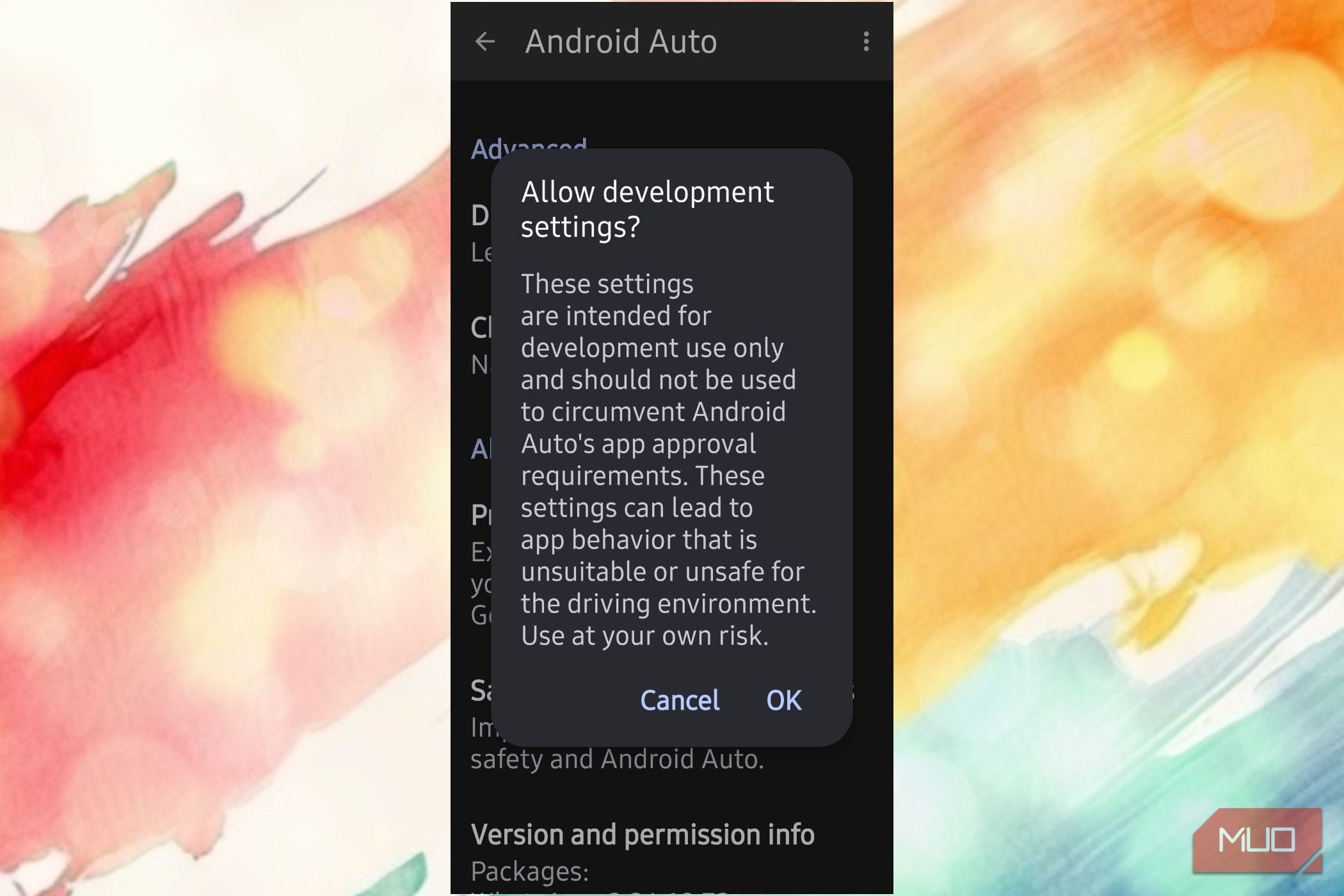 Android Auto asking if you want to enable developer settings