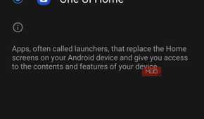 Android Default home app settings menu.