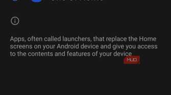 Android Default home app settings menu.