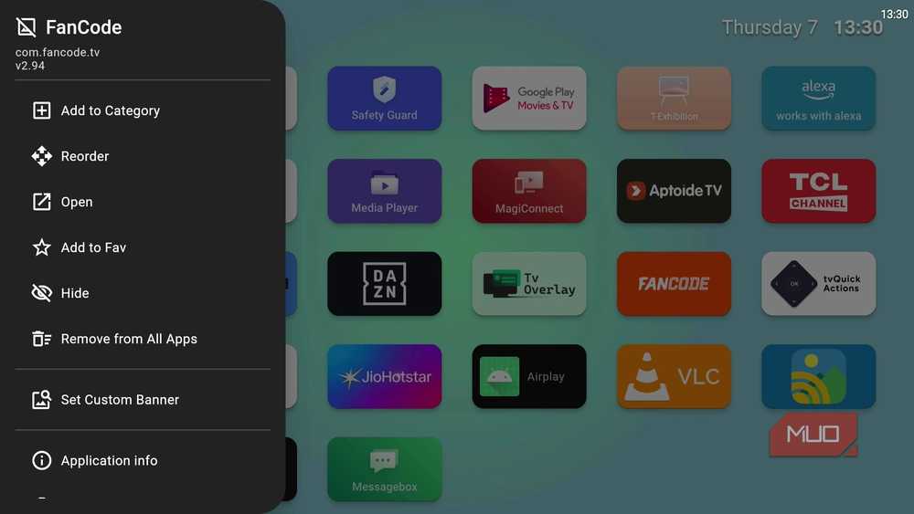 Arc Launcher's app options showing customization controls