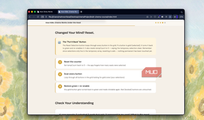 browser window showing a web page titled changed your mind reset with instructions about put it back button reset the counter scan every button and restore green re enable options