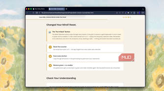 browser window showing a web page titled changed your mind reset with instructions about put it back button reset the counter scan every button and restore green re enable options