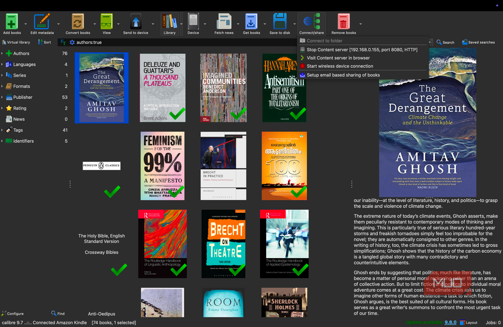 The content server lets you access your library wirelessly from any device