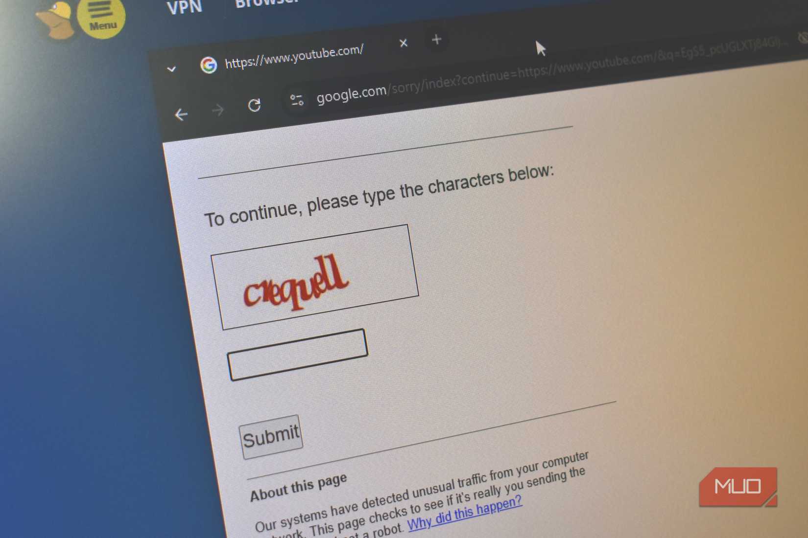 captcha with vpn enabled.