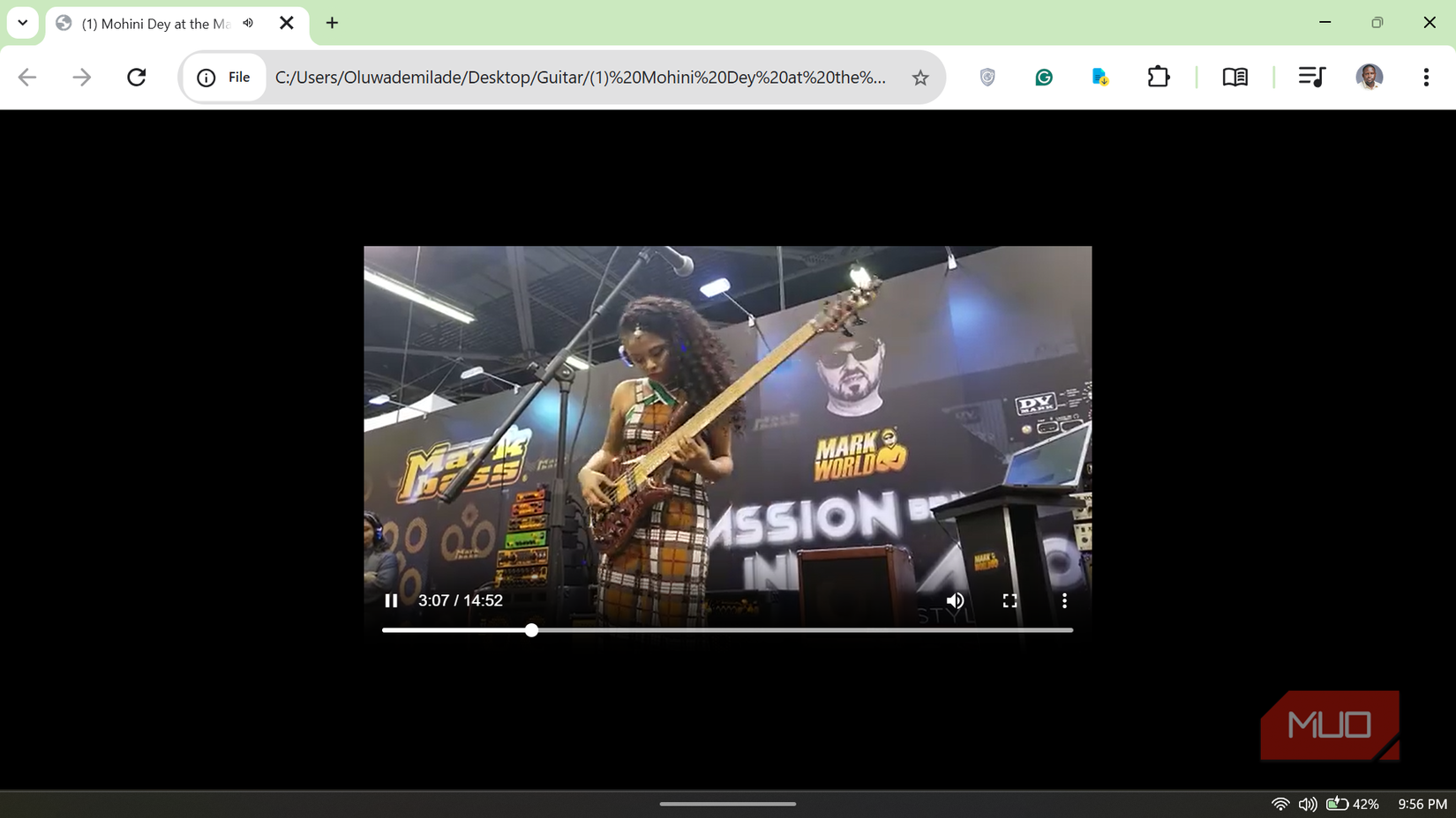 Chrome browser acting as a media player.