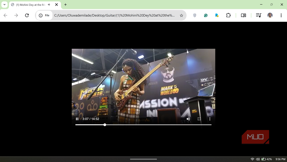 Chrome's built-in media player handles local audio and video files