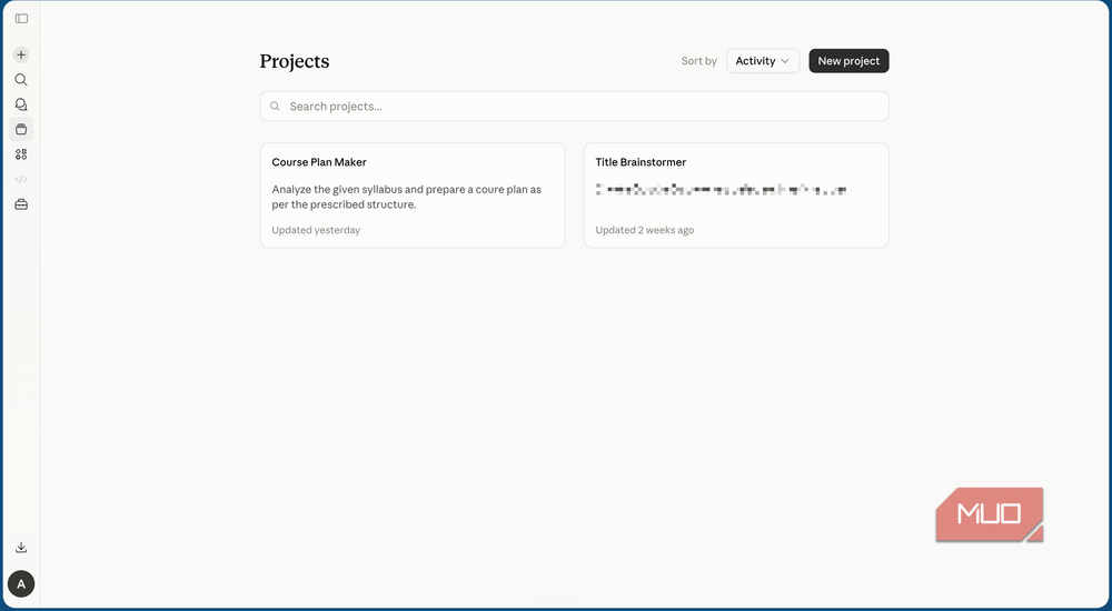 Claude Projects view showing organized workspaces