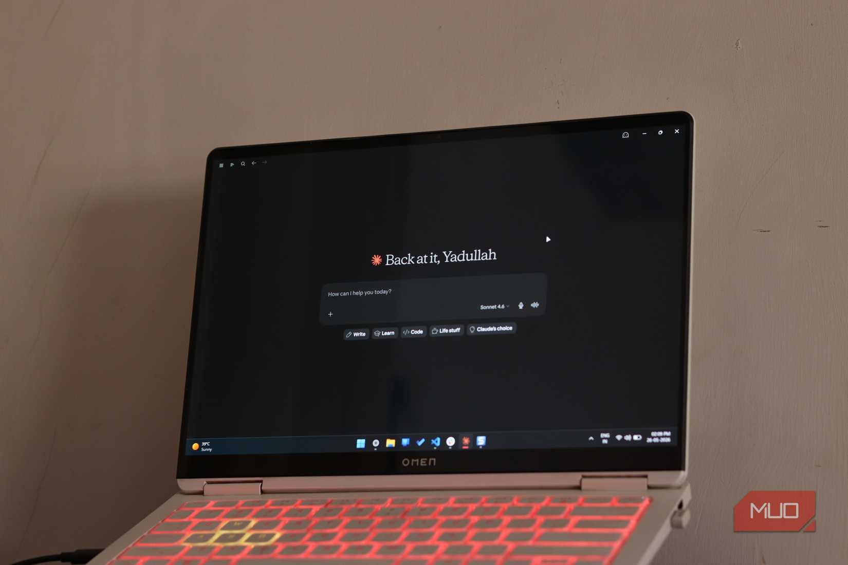 Claude running on a Windows 11 laptop.