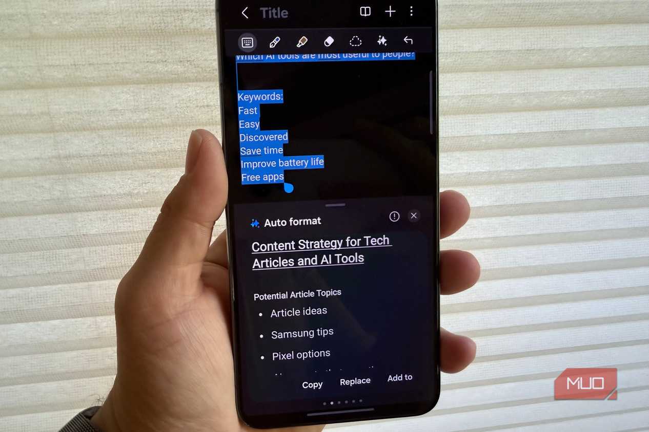 samsung notes auto format