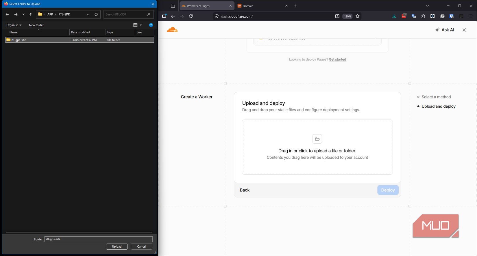Uploading the root website directory and files to Cloudflare Pages deployment