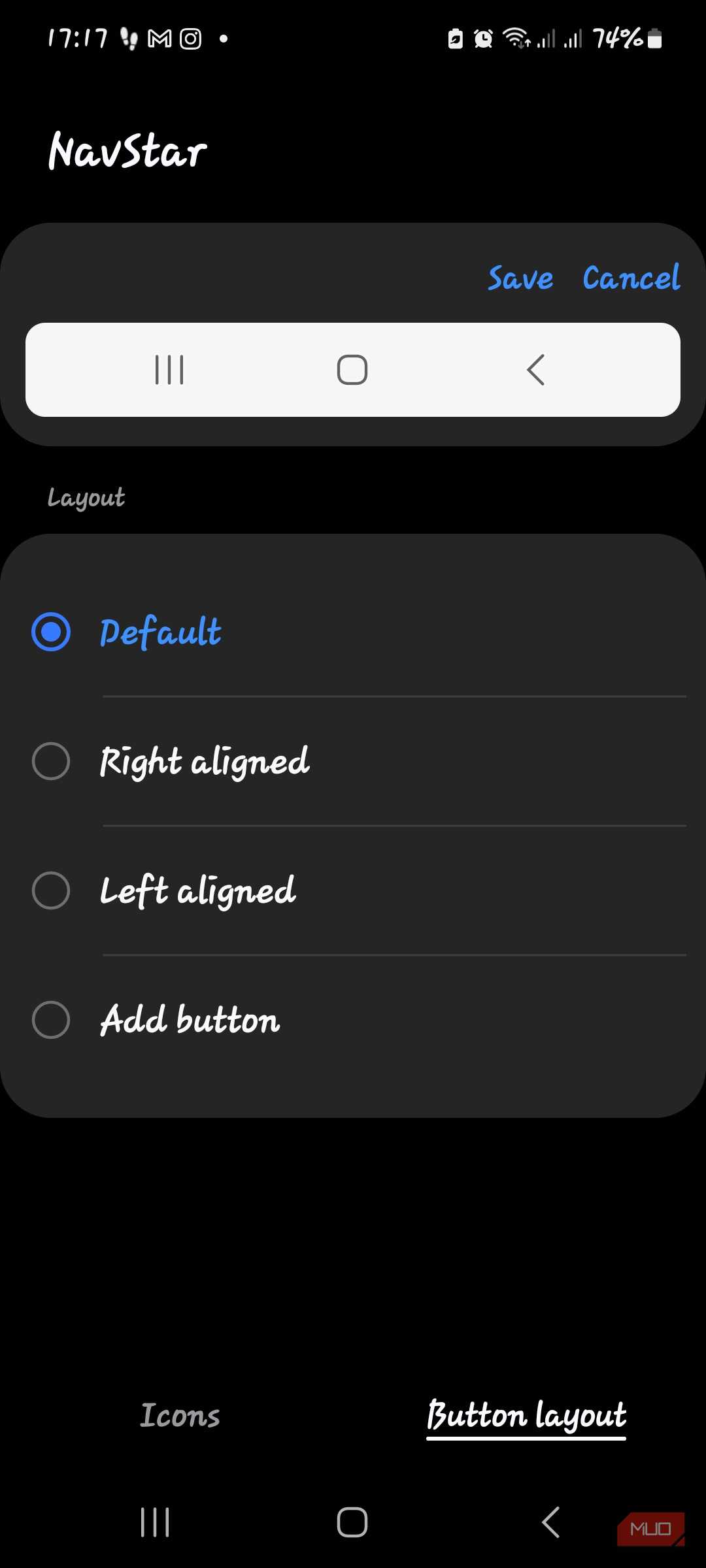 Configuring button layout
