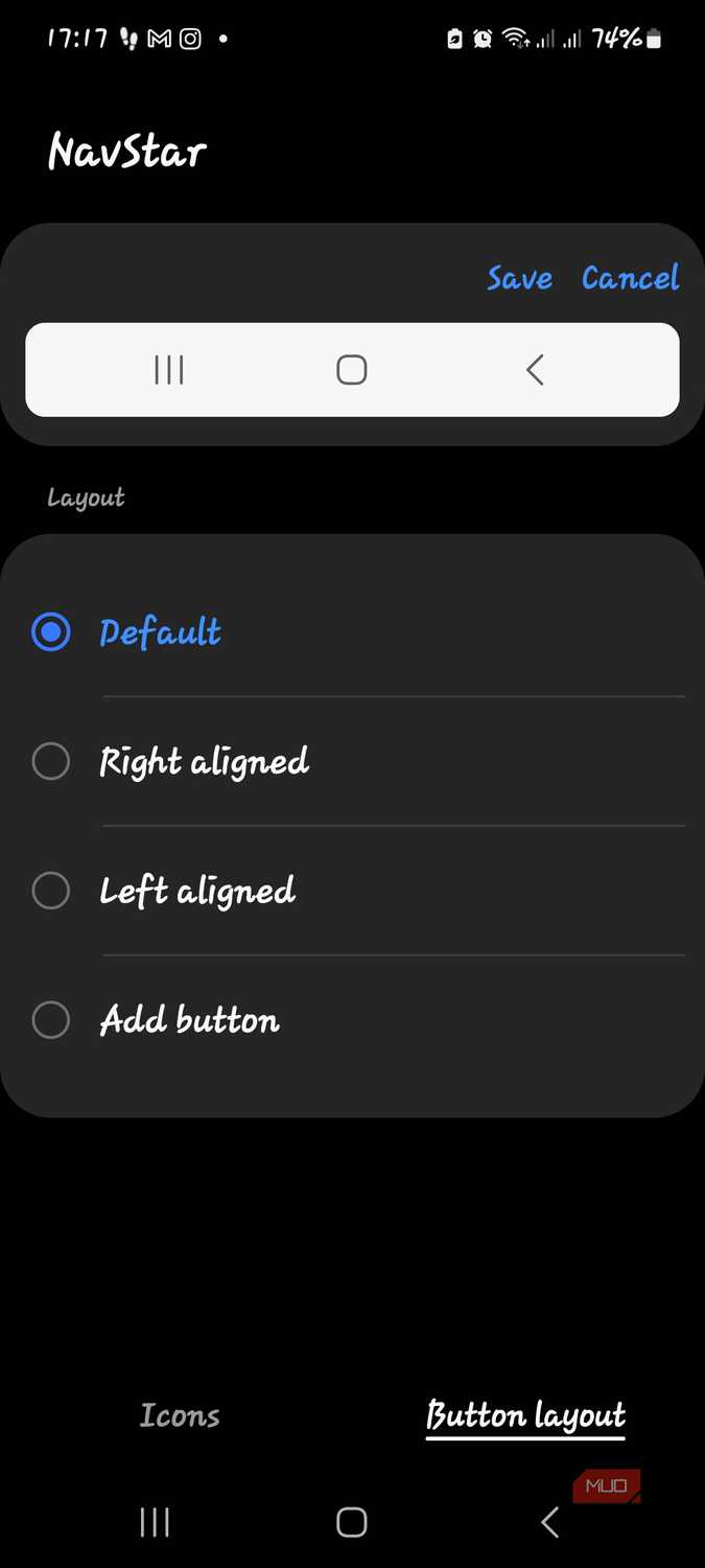 Configuring button layout