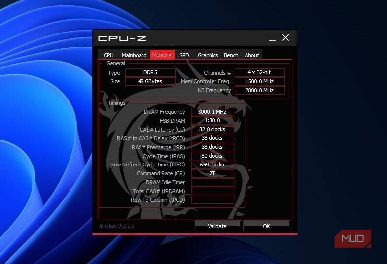     CPU-Z confirming active RAM speed