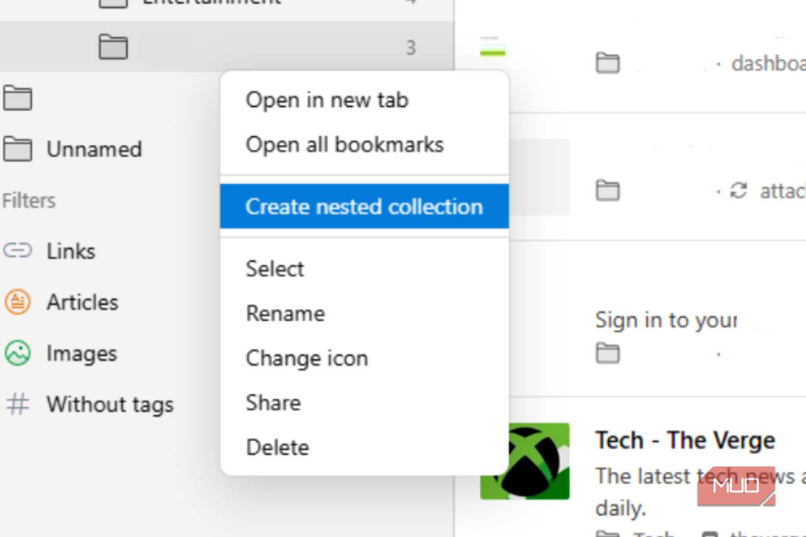 Raindrop でネストされたコレクションを作成する