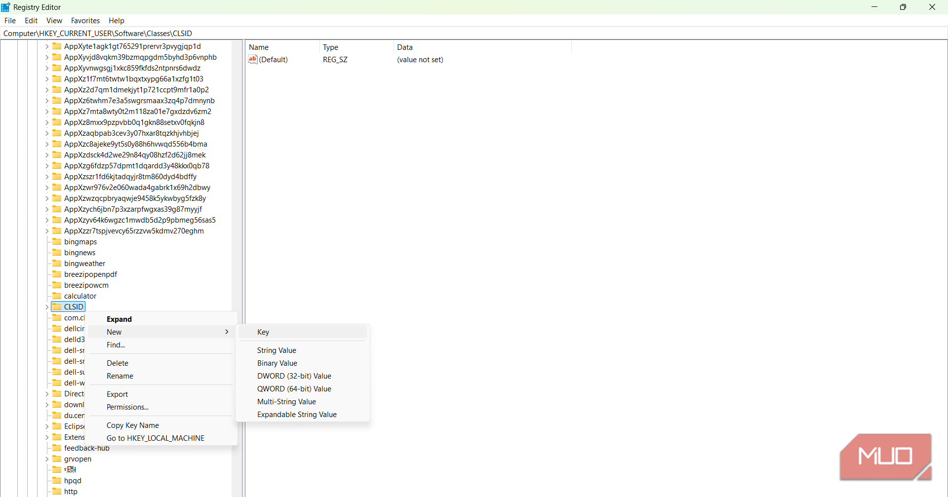 Creating a new key under CLSID