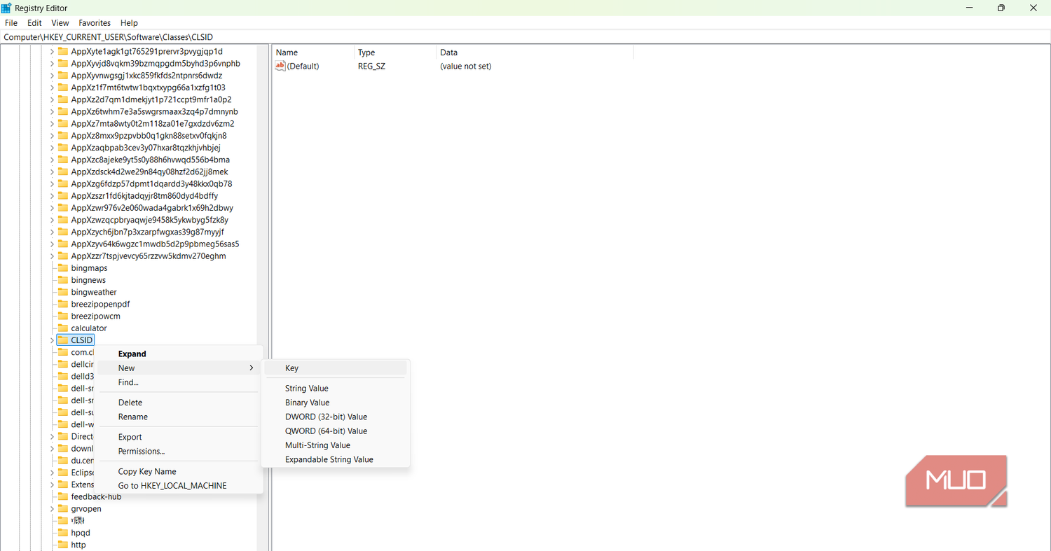 Creating a new key under CLSID