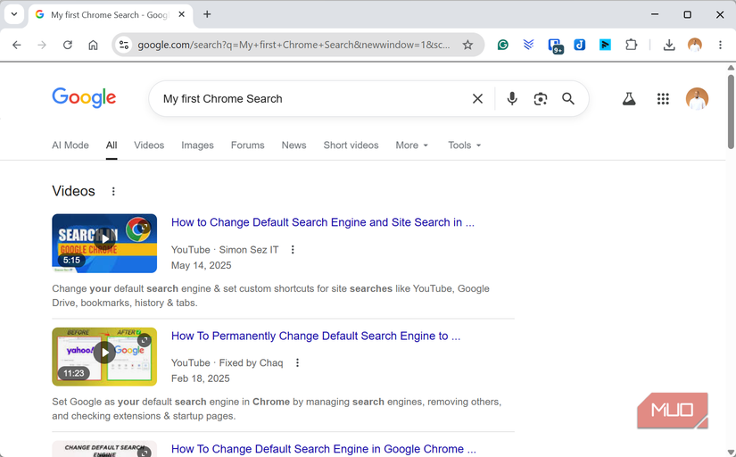 Default Search on Google
