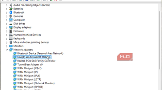 Device manager with Wi-Fi adapter selected