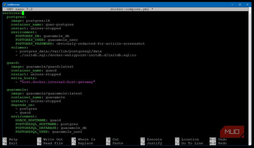Docker Compose YAML file for Apache Guacamole