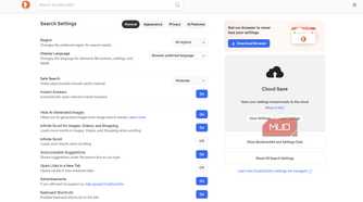 DuckDuckGo Search settings page