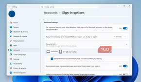 Dynamic lock in Windows settings