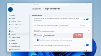 Dynamic lock in Windows settings