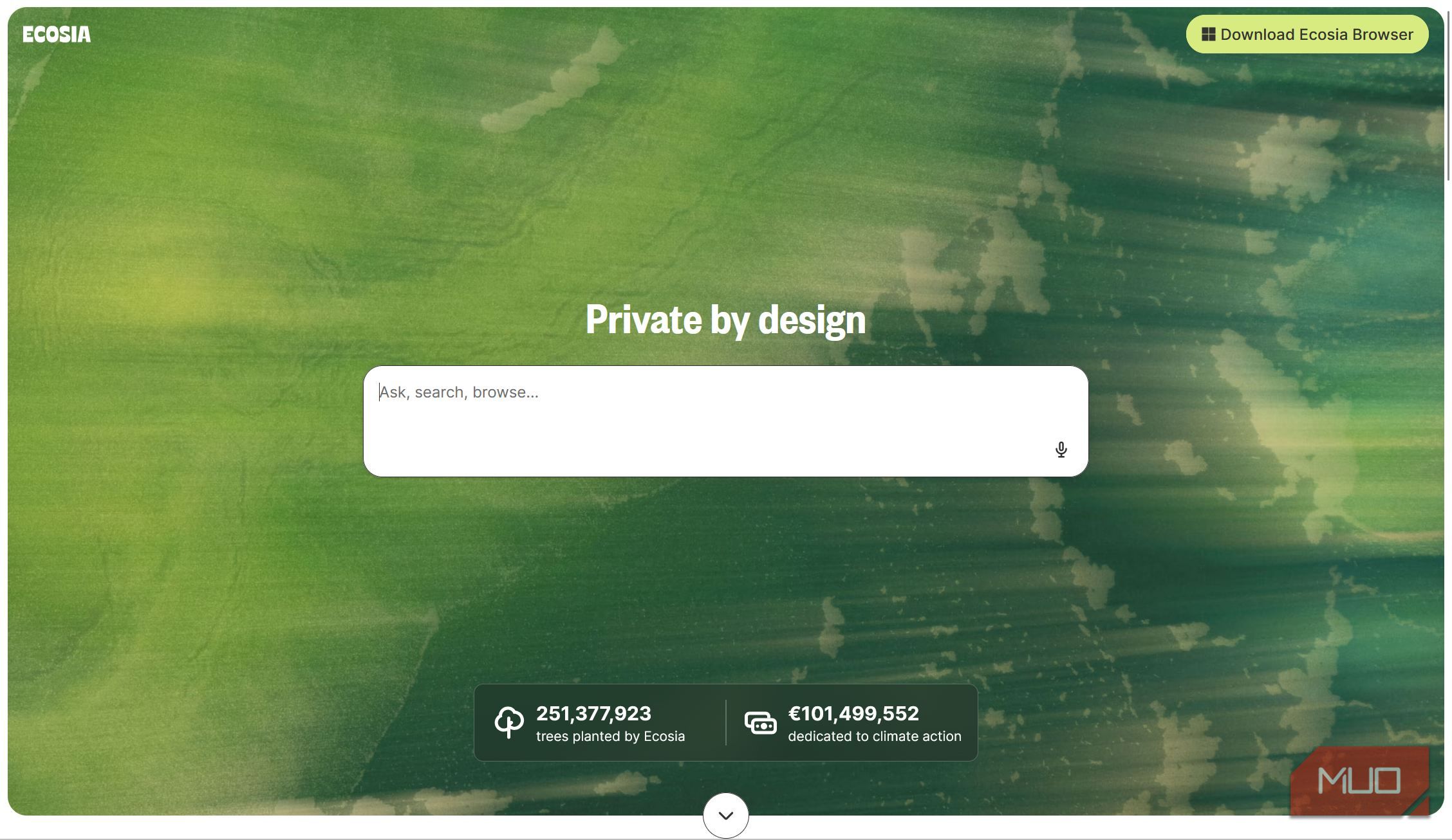 Ecosia home page