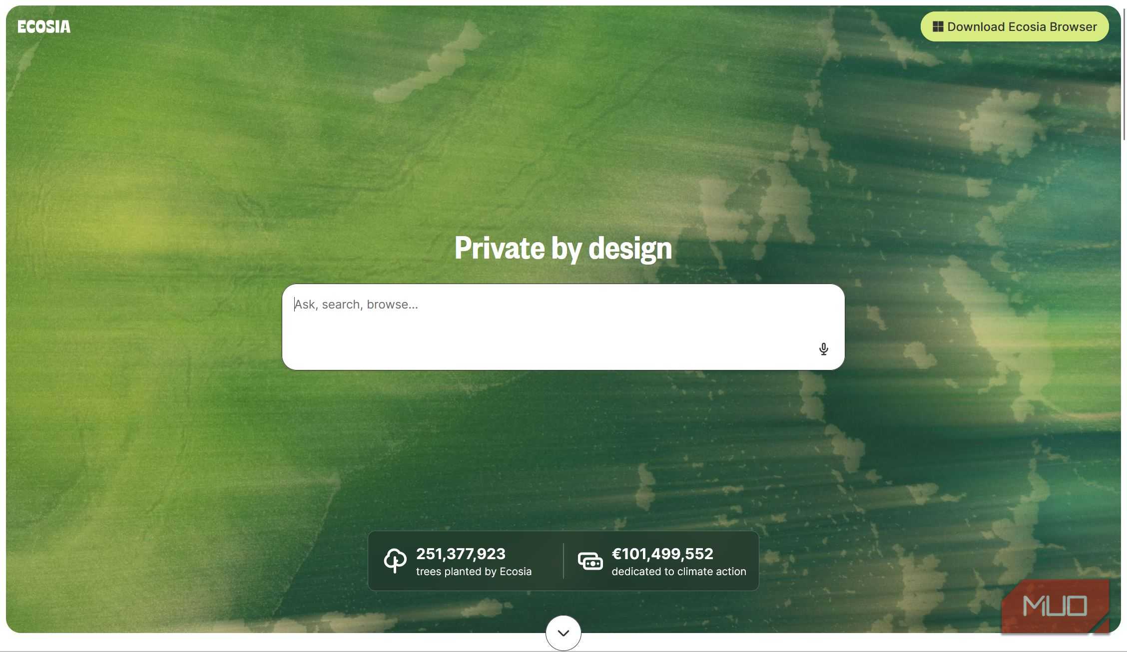 Ecosia home page
