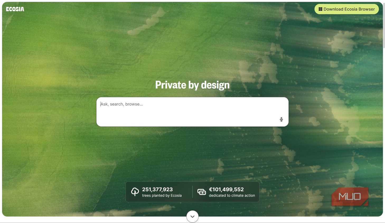 Ecosia home page