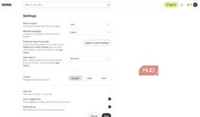 Ecosia settings page