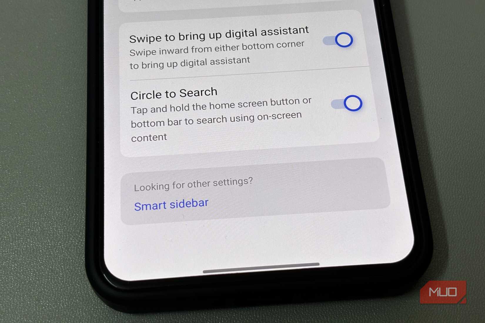     Enable corner swipe for assistant