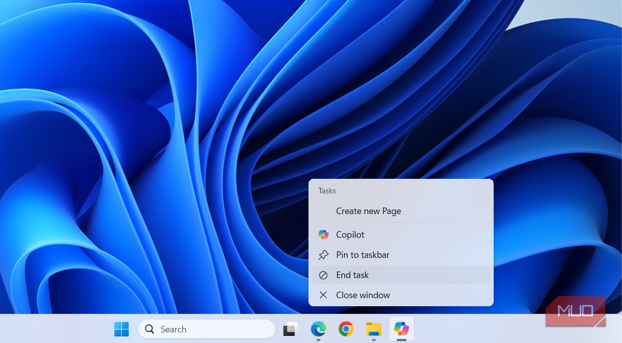 End task option on Windows 11