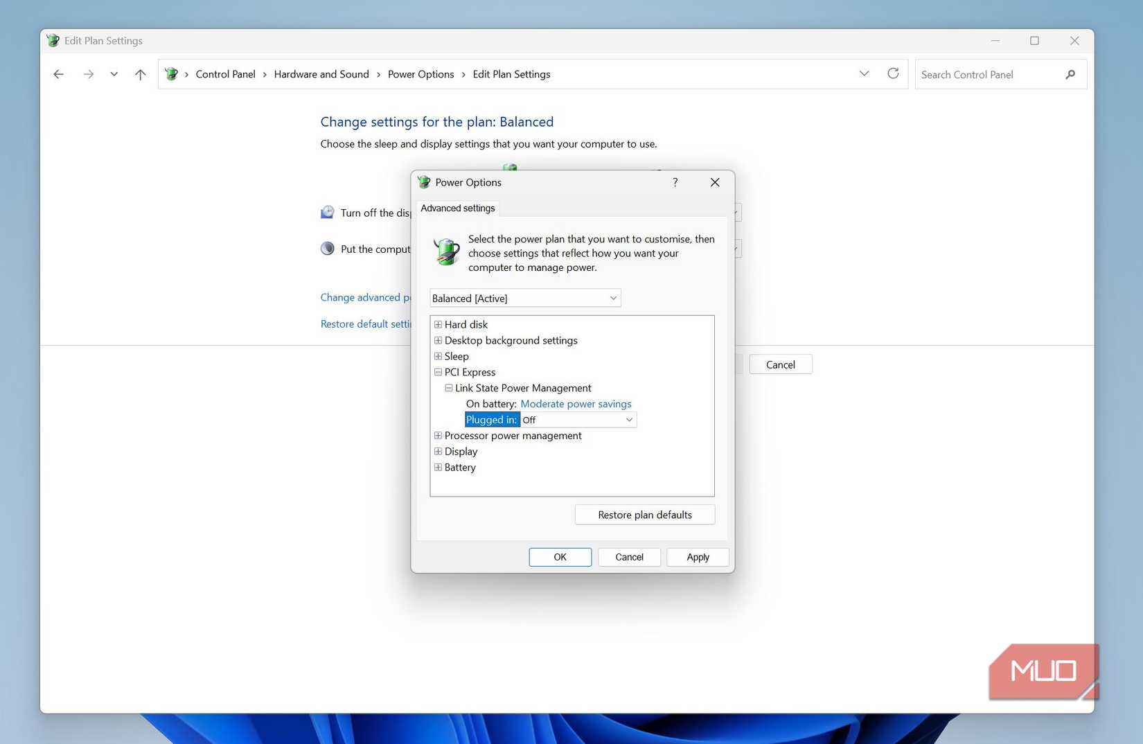 Expanded view of Link State Power Management