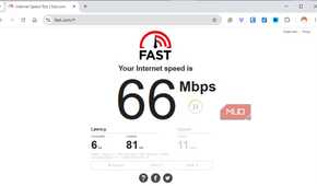Fast dot com speed test result