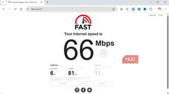 Fast dot com speed test result