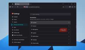 Firefox Privacy and Security settings showing the Permissions section with Location highlighted