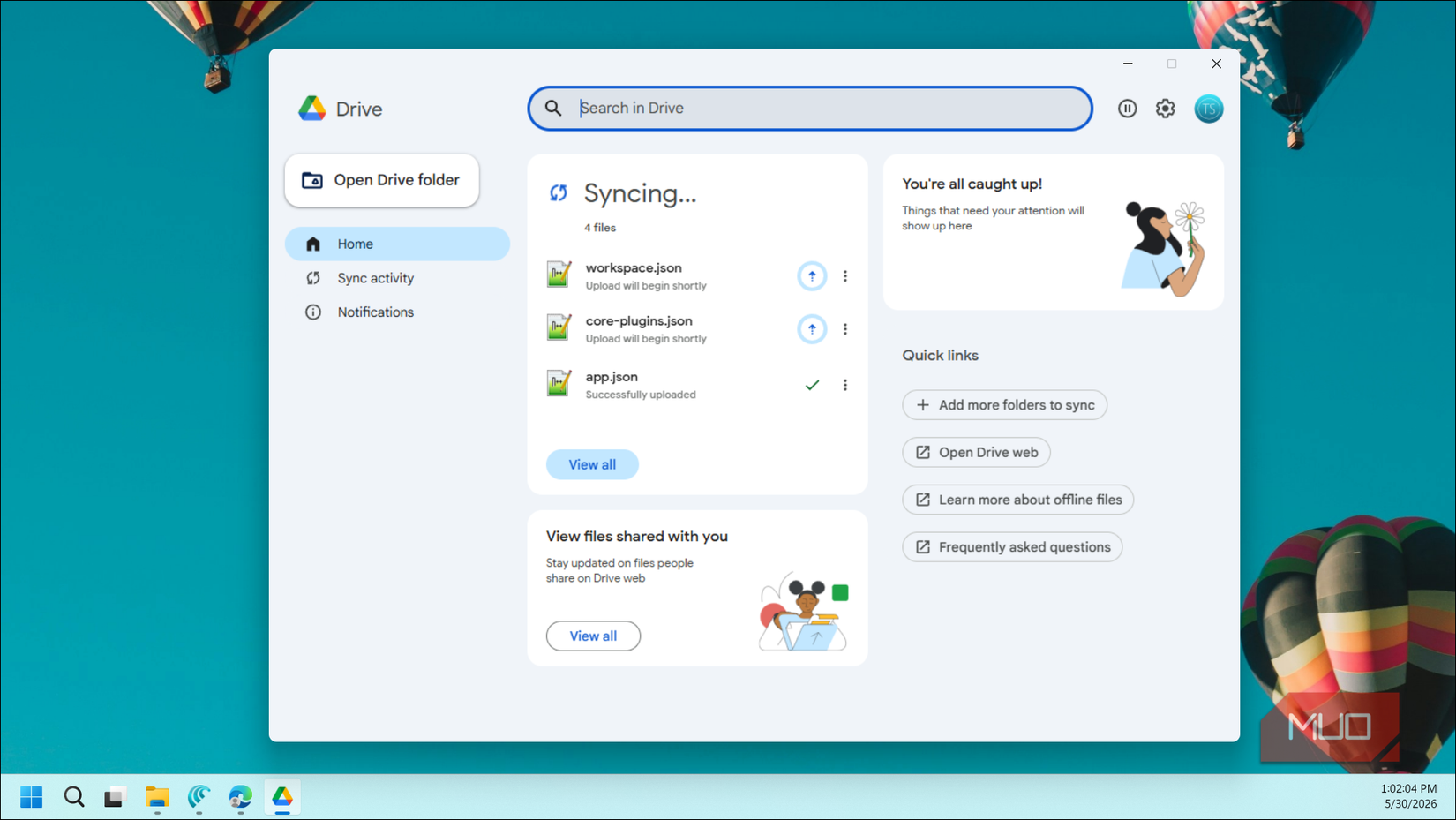 Google Drive desktop open in Windows 11