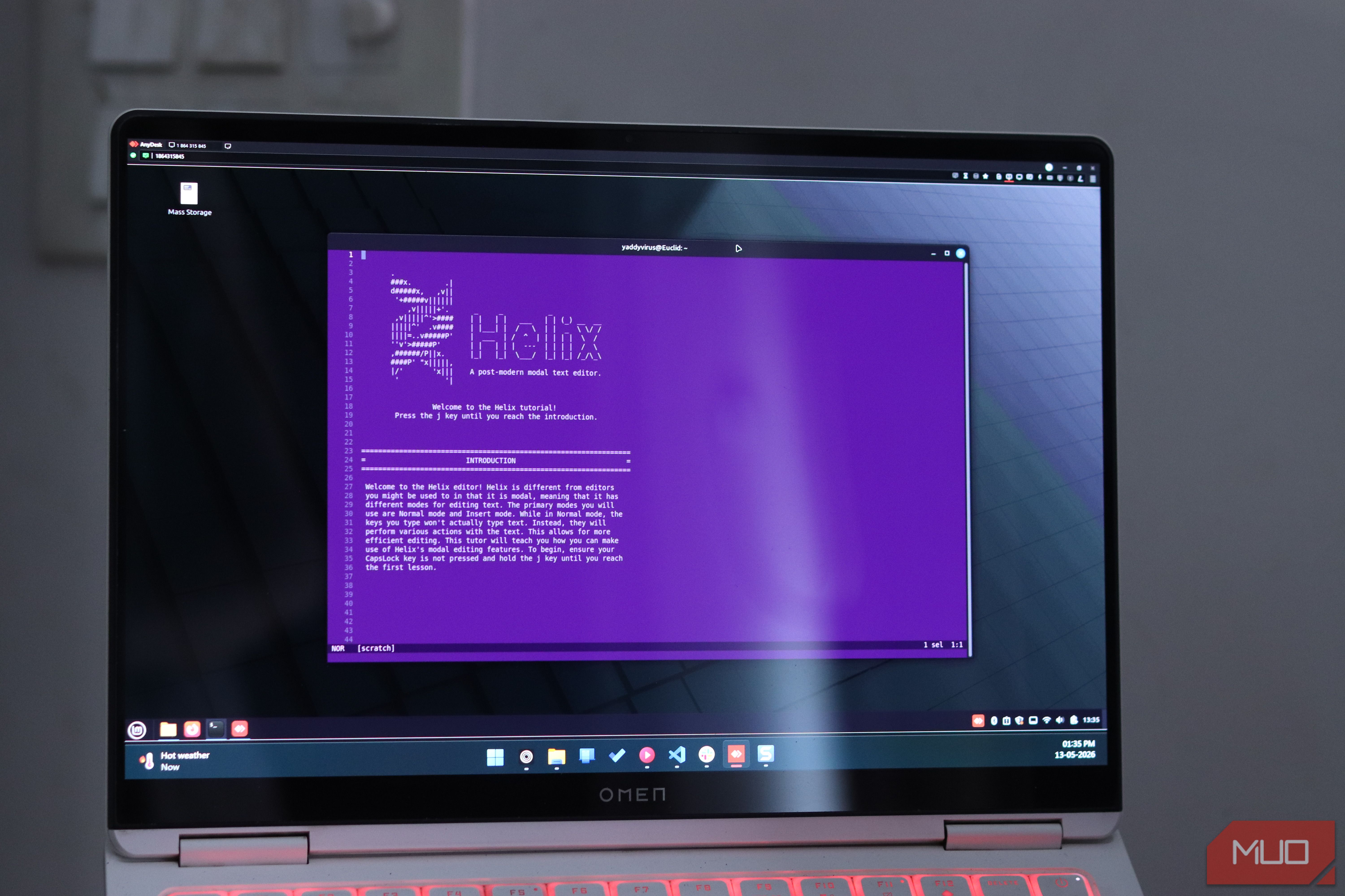 Helix Editor running on Linux Mint.