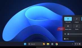 HyperDroid launcher desktop resembling Windows 11 with the quick settings panel open.