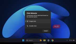 HyperDroid launcher desktop showing a Click Behavior settings dialog box.